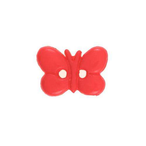 Kinderknopf mit schmetterlingmotiv in Rot aus Kunststoff