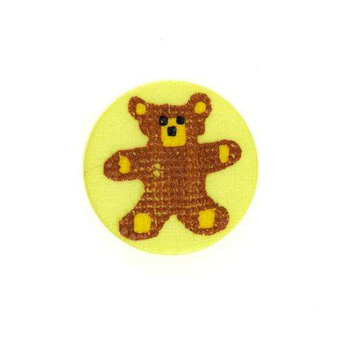 Kinderknopf mit bärmotiv in Gelb aus Kunststoff