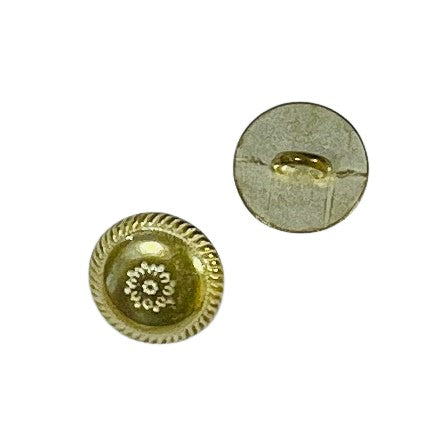 Metallknopf mit Blumenmotiv in Silber-Messing mit Öse-Befestigung in 11–12 mm