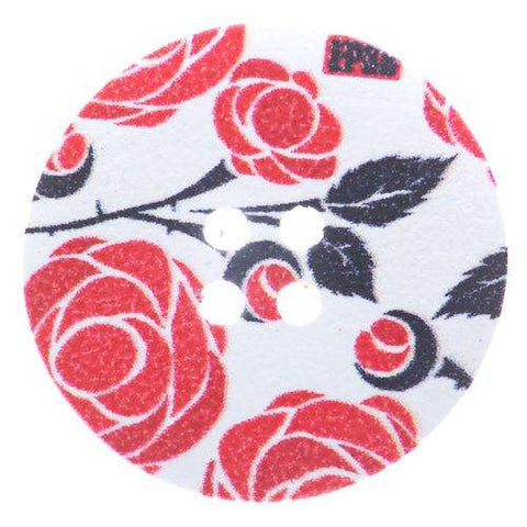 Bunt Holzknopf mit Blumenmotiv mit 4-Loch-Befestigung HK-263