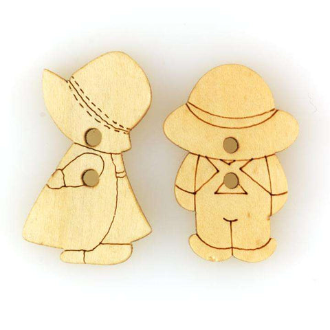 Creme/Natur Holzknopf mit 2-Loch-Befestigung HK-235