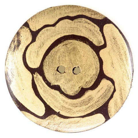 Braun Holzknopf mit Blumenmotiv mit 2-Loch-Befestigung HK-198