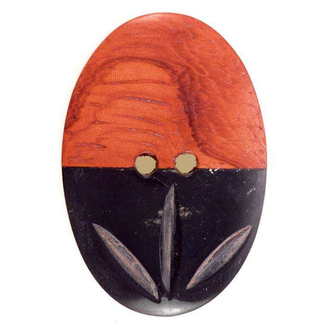 Schwarz/Orange Holzknopf mit Muster mit 2-Loch-Befestigung HK-211