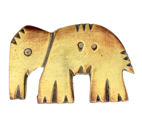 Braun Hornknopf mit Elefantmotiv mit 2-Loch-Befestigung HK-131