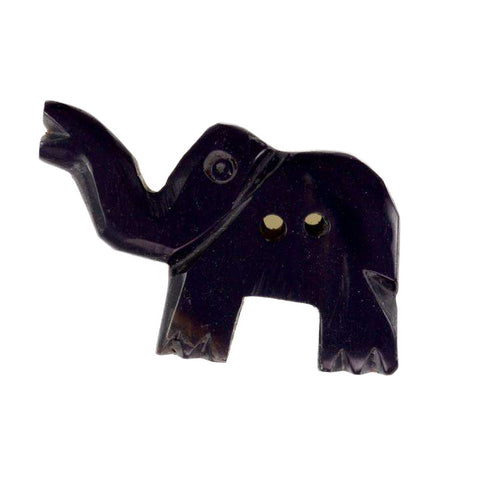 Schwarz Hornknopf mit Elefantmotiv mit 2-Loch-Befestigung HK-132-ELEFANT