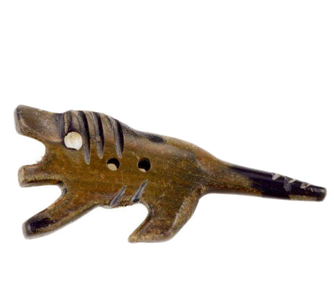 Braun Hornknopf mit Hundmotiv mit 2-Loch-Befestigung HK-126-HUND