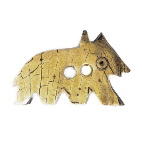 Creme/Natur Hornknopf mit Hundmotiv mit 2-Loch-Befestigung HK-127