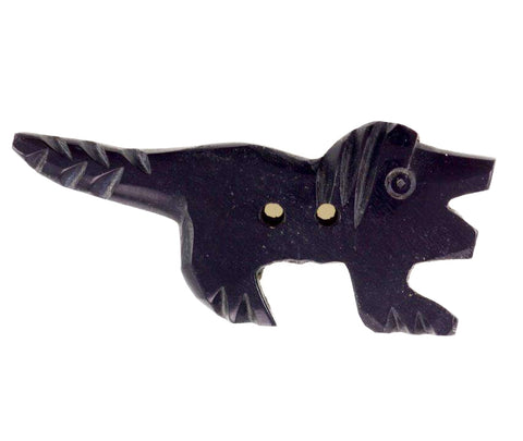 Schwarz Hornknopf mit Hundmotiv mit 2-Loch-Befestigung HK-130-HUND