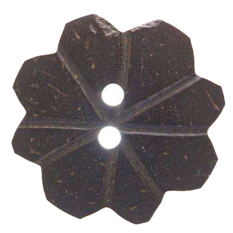Braun Hornknopf mit Kleeblattmotiv mit 2-Loch-Befestigung HK-214