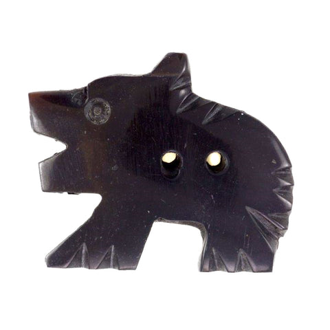 Schwarz Hornknopf mit Löwemotiv mit 2-Loch-Befestigung HK-128-LOEWE