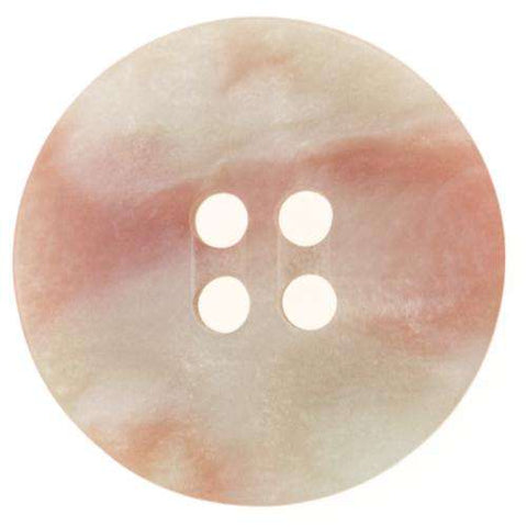 Kunststoff Knopf beige rosa meliert. Flacher 4-Loch mit Faden