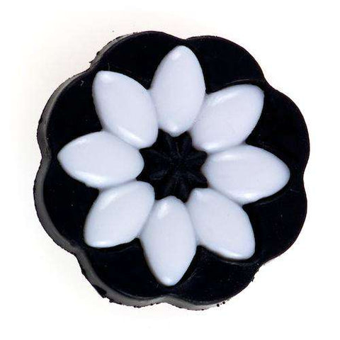 Knöpfe mit Blumenmotiv BL-100 schwarz-weiß