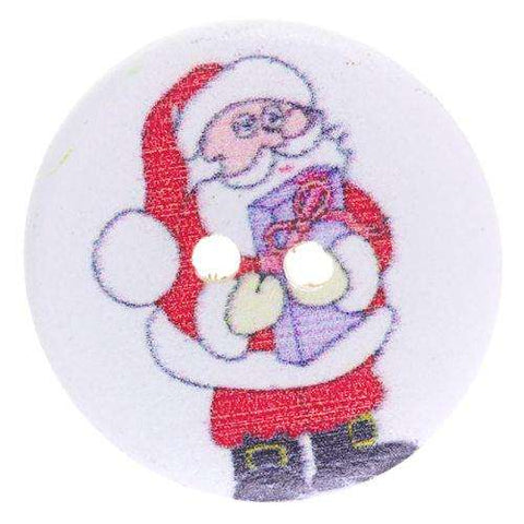 Bunt Holzknopf mit Weihnachts-Nikolausmotiv mit 2-Loch-Befestigung HK-358