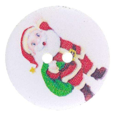 Bunt Holzknopf mit Weihnachts-Nikolausmotiv mit 2-Loch-Befestigung HK-361