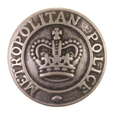 Metallknopf mit Wappenmotiv in Silber-Grau mit Öse-Befestigung in 16–23 mm