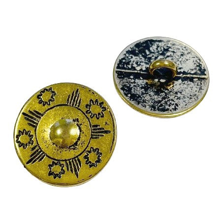 Metallknopf mit Muster in Gold mit Öse-Befestigung in 19 mm