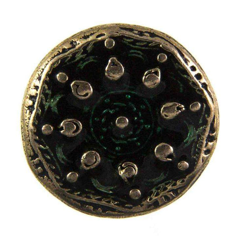 Metallknopf mit Emaille-Lack in Grün mit Öse-Befestigung in 15 mm
