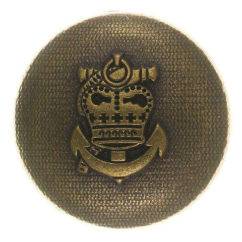 Metallknopf mit Wappenmotiv in Messing mit Öse-Befestigung in 15–18 mm