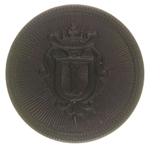 Metallknopf mit Wappenmotiv in Schwarz mit Öse-Befestigung in 15–18 mm