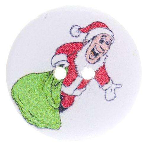 Bunt Holzknopf mit Weihnachts-Nikolausmotiv mit 2-Loch-Befestigung HK-357