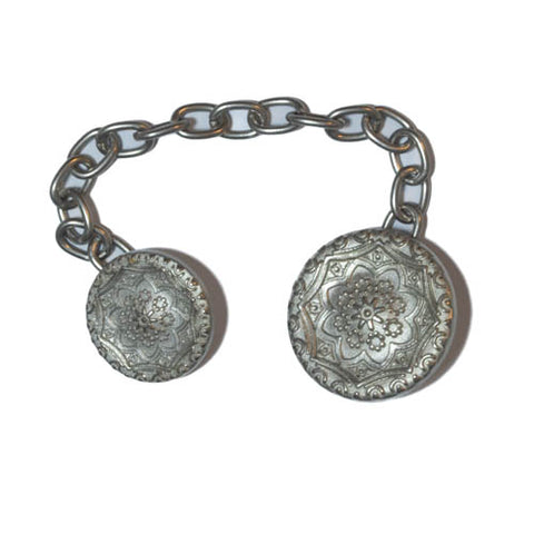 Manschetten Doppelknopf an Kette  Blumen Muster Nickel TK-145