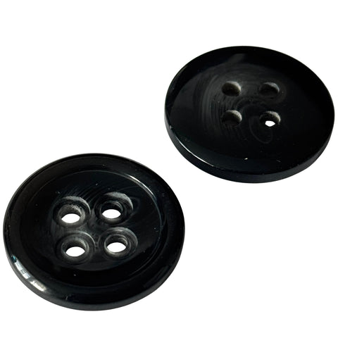 Schwarz Hornimitatknopf HI-129 mit 4-Loch als Mantel- und Jackenknopf