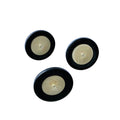 Mantelknopf mit Perlmuttimitat Schwarz Creme KS-6 Nahaufnahme