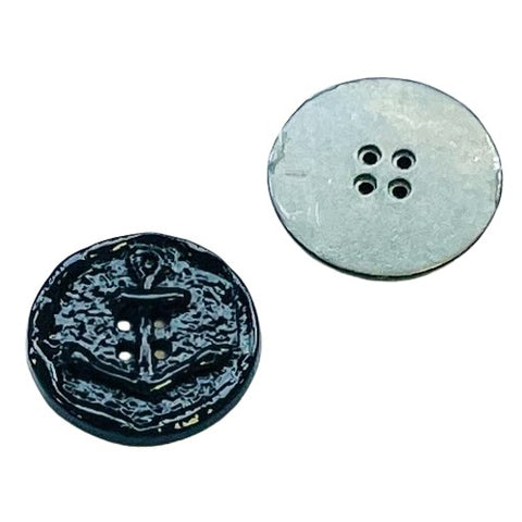 Metallknopf mit Ankermotiv in Schwarz mit 4-Loch-Befestigung in 15–28 mm