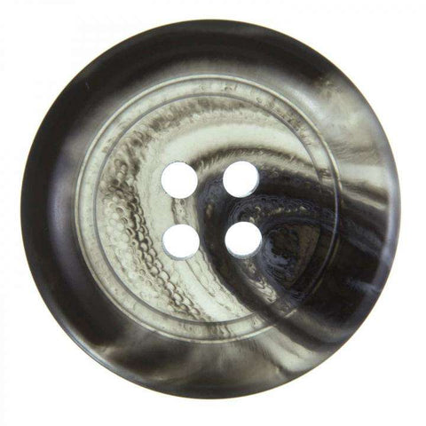 Grau Hornimitatknopf  mit 4-Loch als Mantel- und Jackenknopf