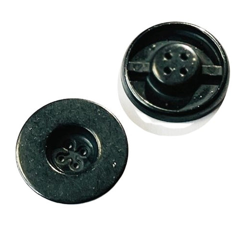 Metallknopf in Schwarz mit 4-Loch-Befestigung in 18–25 mm