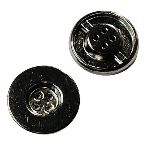 Metallknopf in Silber-Schwarz mit 4-Loch-Befestigung in 18–25 mm