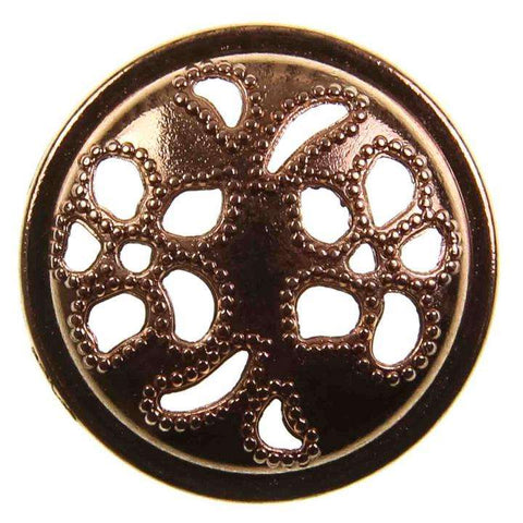 Metallknopf mit Blumenmotiv Muster in Gold mit Öse-Befestigung in 15–23 mm