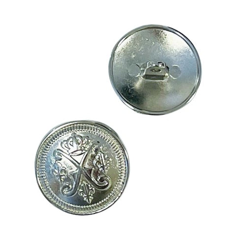 Metallknopf mit Wappenmotiv in Silber mit Öse-Befestigung in 23 mm