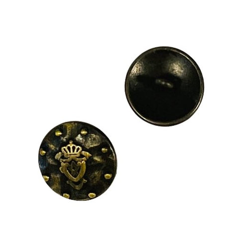 Metallknopf mit Wappenmotiv in Messing mit Öse-Befestigung in 18 mm