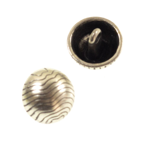 Metallknopf mit Halbkugel in Altsilber-Silber mit Öse-Befestigung in 10–12 mm