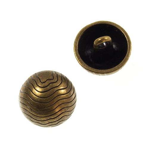 Metallknopf mit Halbkugel in Messing mit Öse-Befestigung in 12–20 mm