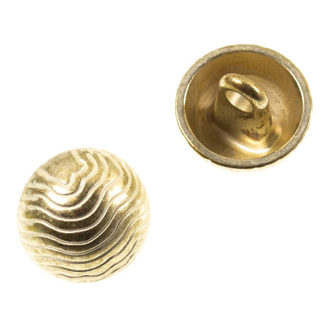 Metallknopf mit Halbkugel in Messing mit Öse-Befestigung in 10 mm
