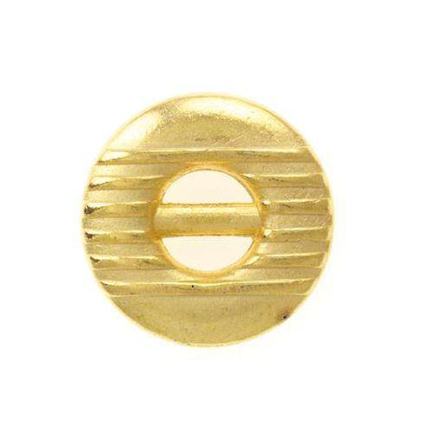 Metallknopf mit Trachtenoptik in Gold mit Schlitz-Befestigung in 12–15 mm