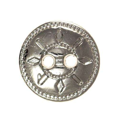 Metallknopf mit Muster in Silber mit 2-Loch-Befestigung in 14 mm