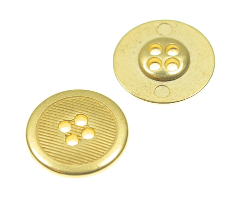 Metallknopf mit Streifenmuster Muster in Gold mit 4-Loch-Befestigung in 20–23 mm