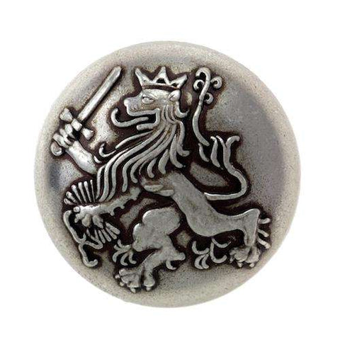 Metallknopf mit Wappenmotiv in Silber-Grau mit Öse-Befestigung in 23–25 mm