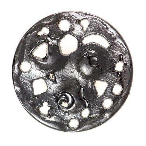 Metallknopf mit Muster in Grau mit Öse-Befestigung in 18–23 mm