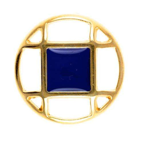 Metallknopf in Gold-Blau mit Öse-Befestigung in 18–23 mm