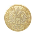 Metallknopf mit Wappenmotiv in Gold mit Öse-Befestigung in 15–23 mm