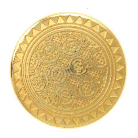 Metallknopf mit Muster in Gold mit Öse-Befestigung in 15 mm