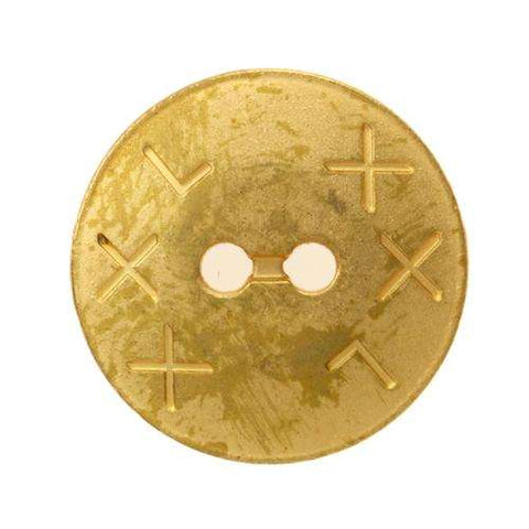 Metallknopf mit Muster in Gold mit 2-Loch-Befestigung in 15–18 mm