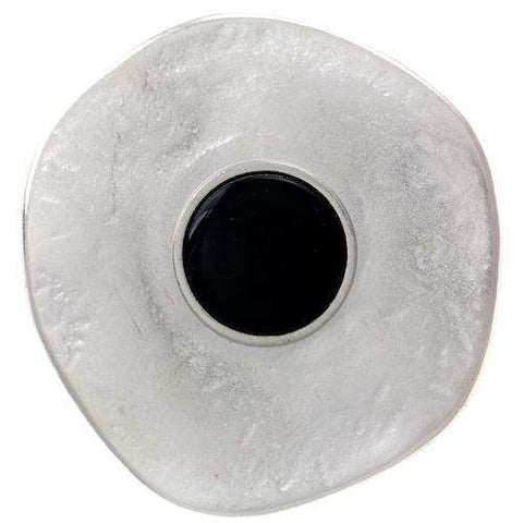 Metallknopf mit Trachtenoptik in Silber mit Öse-Befestigung in 45 mm