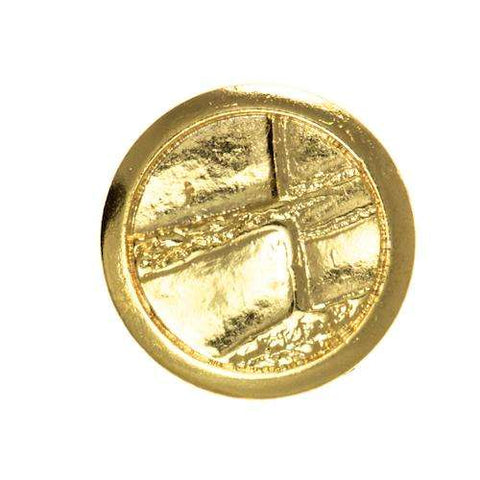 Metallknopf mit Muster in Gold mit Öse-Befestigung in 15 mm