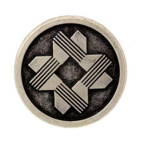 Metallknopf mit Muster in Silber-Grau mit Öse-Befestigung in 23 mm