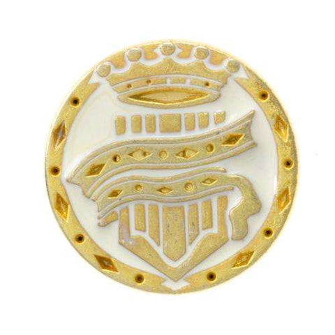 Metallknopf mit Wappenmotiv in Gold-Weiß mit Öse-Befestigung in 23 mm